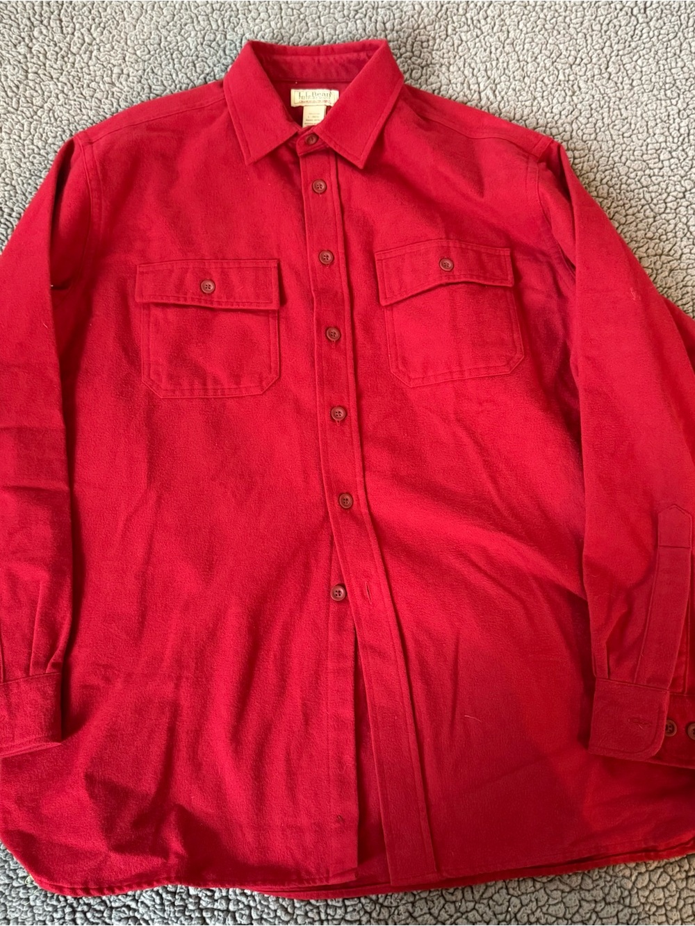 L.L. Bean Men's Red Long-Sleeve Button-Down Shirt